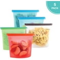 thumbnail image 1 of Reusable Silicone Food Storage Bags (5 x Medium) for Sandwich Snack Lunch Vegetable Fruit Sous Vide Liquid | Airtight BPA-Free Leakproof & Eco friendly Plastic Free Ziplock Bags by Homeries, 1 of 6