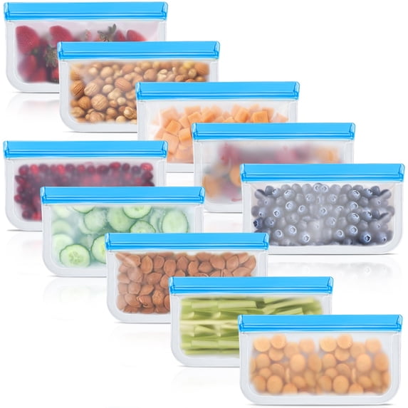 Reusable Silicone Food Storage Bags, Leak proof Dishwasher Safe ...