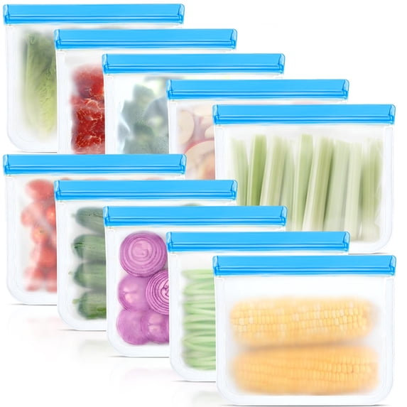 Reusable Silicone Food Storage Bags, Leak proof Dishwasher Safe ...