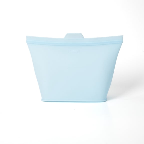 Reusable Silicone Food Storage Bags, Sandwich Snack Bags,Stand Up Zip Container for Soup and Leftovers, Plastice & BPA Free, Microwave Oven Safe(Blue)