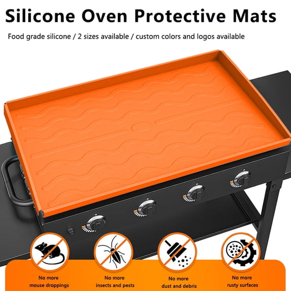 Reusable Silicone Griddle Mat High Edge Design Outdoor Cooking Tools Accessories Protect Griddle From Rodents Debris Rust