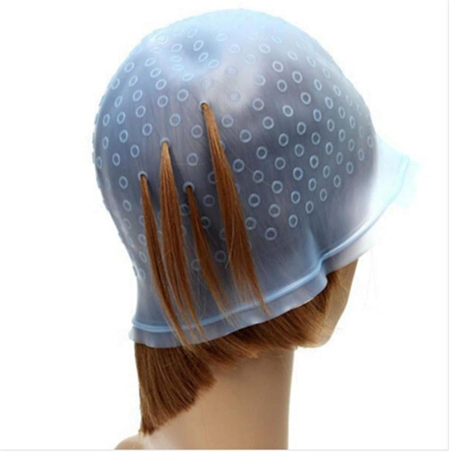 Reusable Silicone Hair Staining Cap Hair Dyeing Cap with Metal Hooks