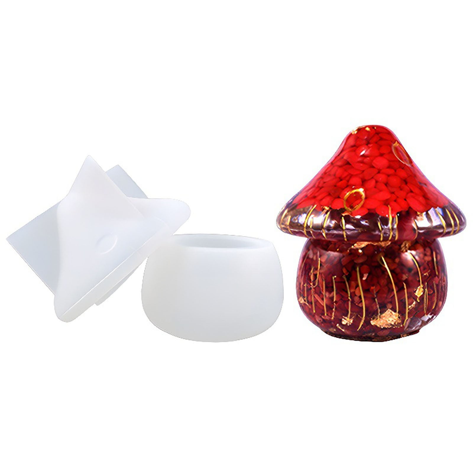 Reusable Silicone Jar Box Resin mold with Lids, Mushroom shaped storage ...