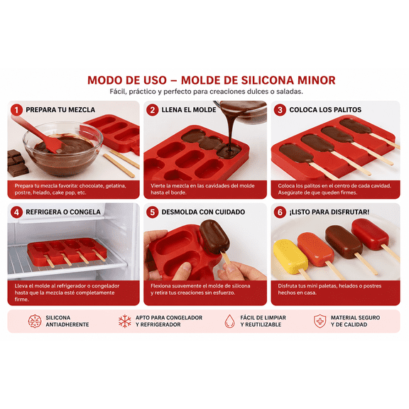 Reusable Silicone Popsicle Mold Set  4 Cavity Ice Cream Bar Maker for Frozen Desserts, Chocolate & Cake Pops