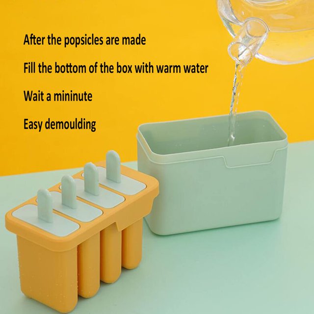 Reusable Silicone Popsicle Molds, Easy Release Ice Pop Makers, 4 ...