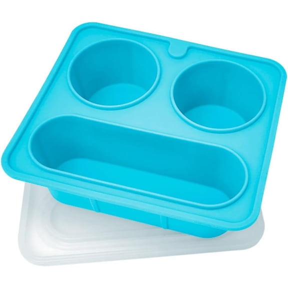 Reusable Silicone Snack Containers with Lids, Snack Box Containers, Small Mini Food Snack Boxes, Salad Dressing Sauce Seasoning Container for Office, Picnic, Travel (Blue)