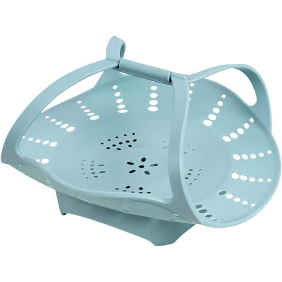 Reusable Silicone Steamer Basket with Heat-Resistant Handle, Steamer for Cooking Non-Stick Steam Basket for Pot, Pan, Crock Pot & More (Blue)