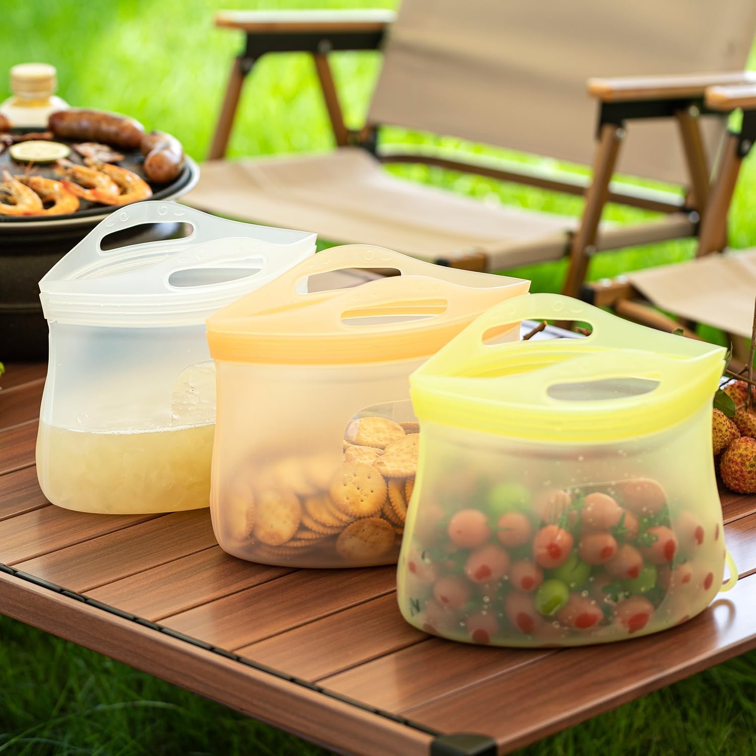 Reusable Silicone Storage Bags, BPA Free PCS Food Storage Bags