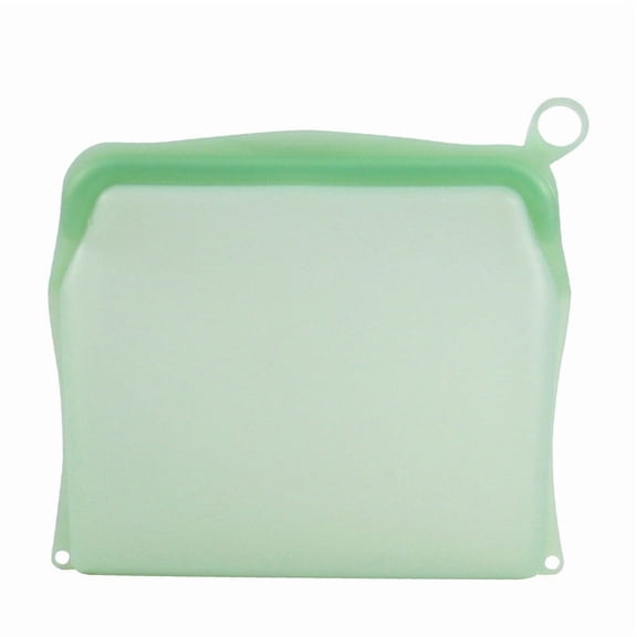 Reusable Silicone Storage Bags Food Storage Container,Press to Lock,Stash Snacks & Meal Prep,Sandwich Size,Microwave & Dishwasher Safe(1PC-Green)
