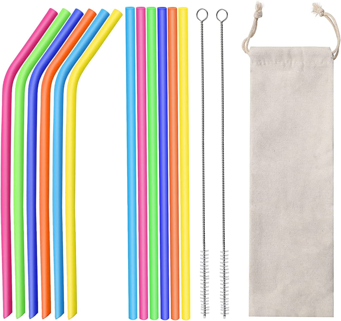 Reusable Silicone Straws, 10 inch Extra Long Silicone Drinking Straws for 30 oz and 20 oz