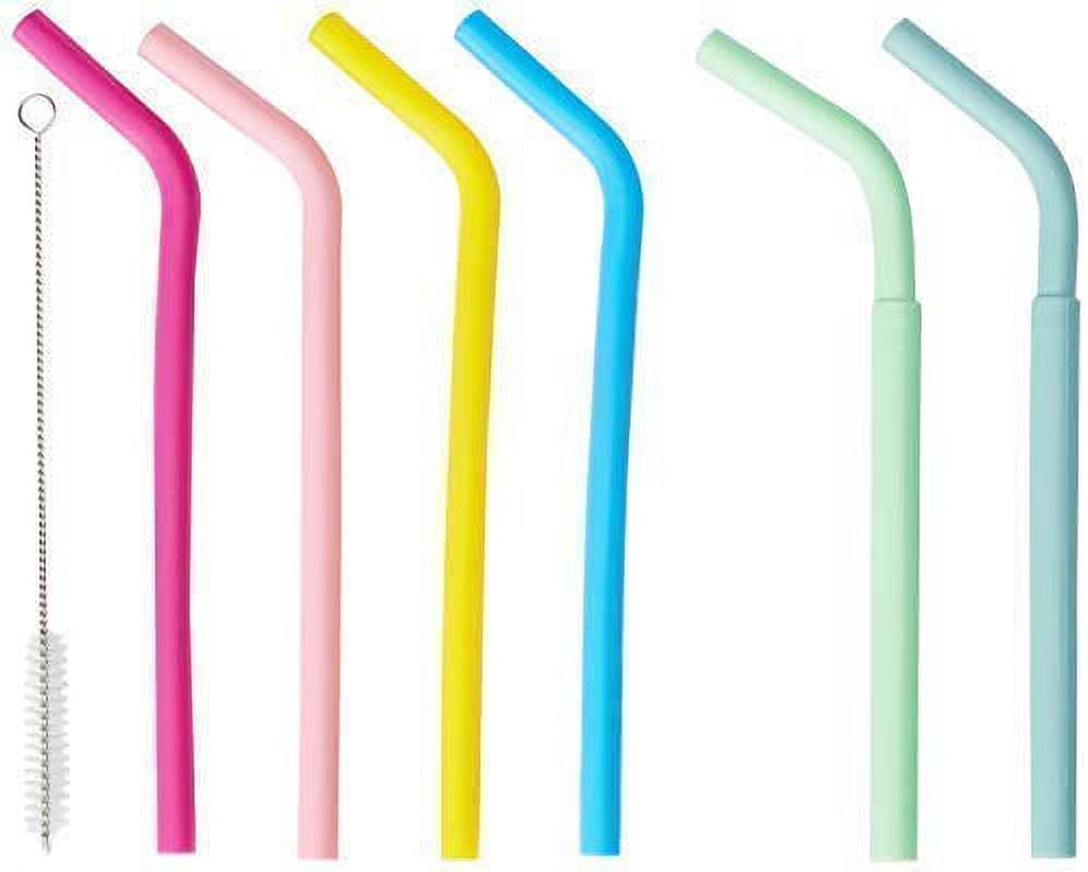Walfos Silicone Straws - Reusable Straws Bendy Straws for Smoothies/20 & 30  oz Tumblers, BPA Free. 2 Size (3 Wide Straws + 3 Regular Straws + 2