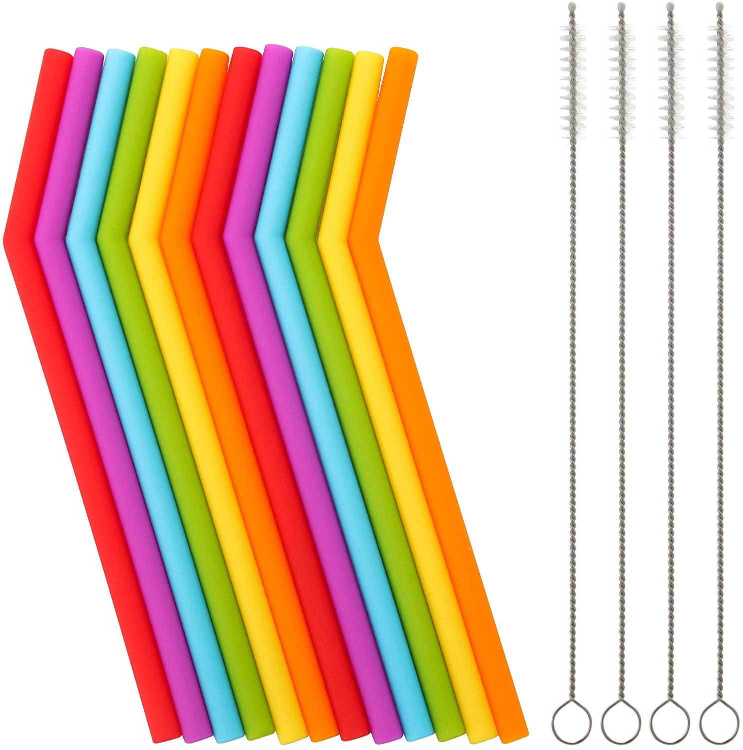  12Pcs Reusable Plastic Straws Colorful Plastic Straws