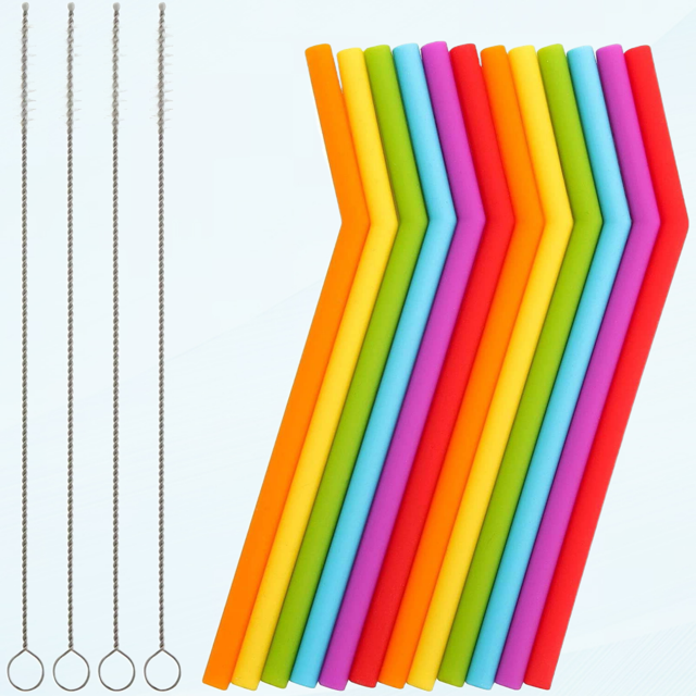 Reusable Silicone Straws for Toddlers & Kids 12 pcs Flexible Short