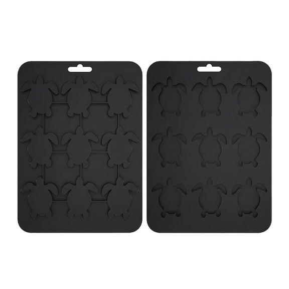 Reusable Silicone Turtle Shaped Mold for Ice Cubes Pudding Jelly Chocolate Baking and Candy Making 9 Cavities per Tray Set of 2