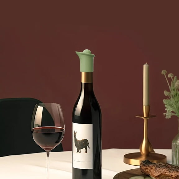 Reusable Silicone Wine Stopper (Green),2 Pack 2 In 1 Silicone Wine Bottle Stoppers & Pourers Upgraded Reusable Wine Champagne Stoppers With Vacuum Ideal Accessory For,Silicone Wine Stopper *1