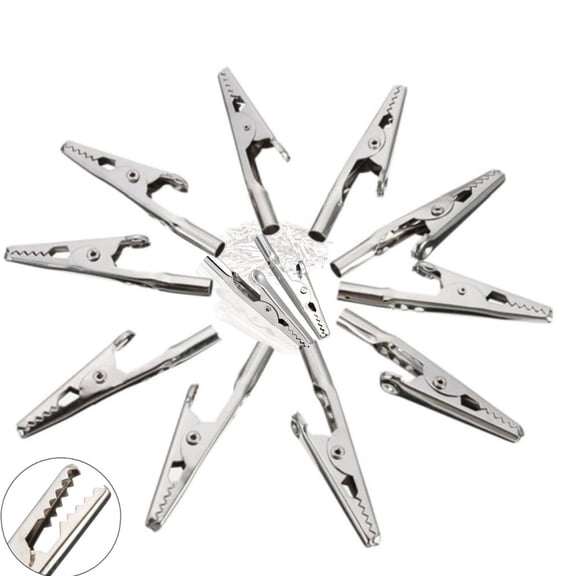Reusable Silver Spring Clamps,50pcs Portable Electrical Crocodile Clips for Home,QZS Durable Tiny Metal Alligator Clamp for Everyday Use