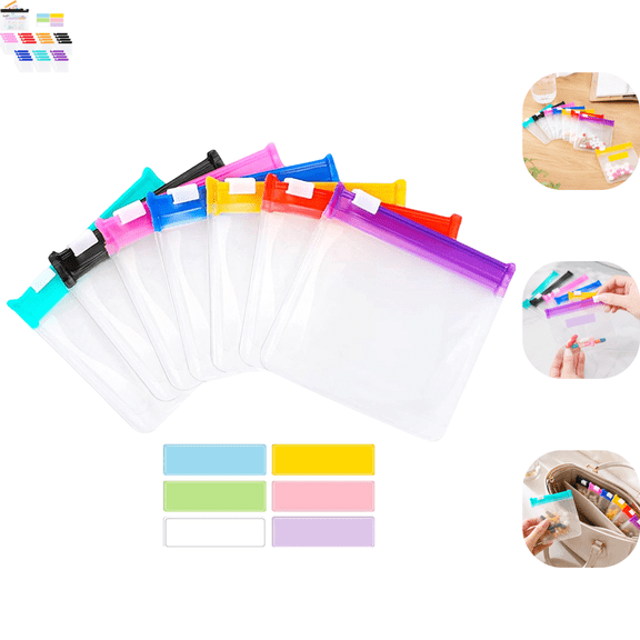 Reusable Slide Lock Pill Pouch 28 Set Translucent Plastic Storage Bags, Waterproof Daily Pill Pouches with Storage Pouch & Writable Label Stickers