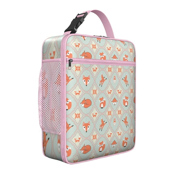 Reusable Small Lunch Box – Cute Watercolor Fox, Boho Vintage Animal Pattern, Portable Snack & Food Container for Work, School, Picnic