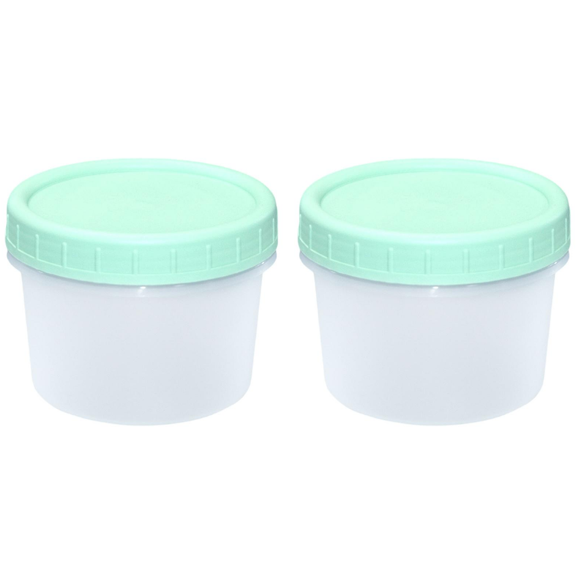 Reusable Small Plastic Containers with Screw Lids, Small Food Storage Freezer Containers, Stackable Food Storage Jars, Sauce Condiment Jars Lunch Box Accessories 2PCS