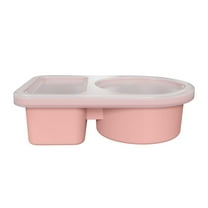 Reusable Snack Containers with Lids, Silicone Small Double Compartment Food Storage Containers, Portable Lunch Box for Salad Seasoning Travel Office Picnic Camping(Light Pink)