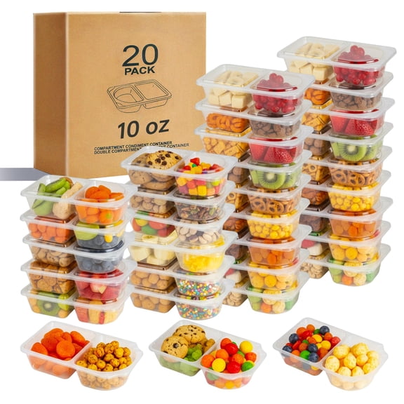 Reusable Snack Containers with Lids, Snack Containers, 10 Snack Packs Containers, meal prep containers Double Compartment, Container Portion Control for On the Go Travel Essentials