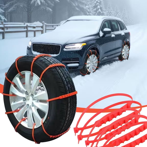 Reusable Snow Tire Chains, 5PCS Portable Emergency Non-Slip Plastic Cable Ties, Reinforced Nylon Material Snow Tire Chains, Heavy Duty Plastic Wheel Cables for Muddy Roads and Winter Driving(Red)