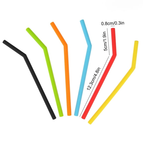 Reusable Soft Silicone Straws 6 Piece Set Flexible BPA Free Drinking Straws Washable Durable for Tumblers Smoothies Juices Milk Drinks Multipurpose