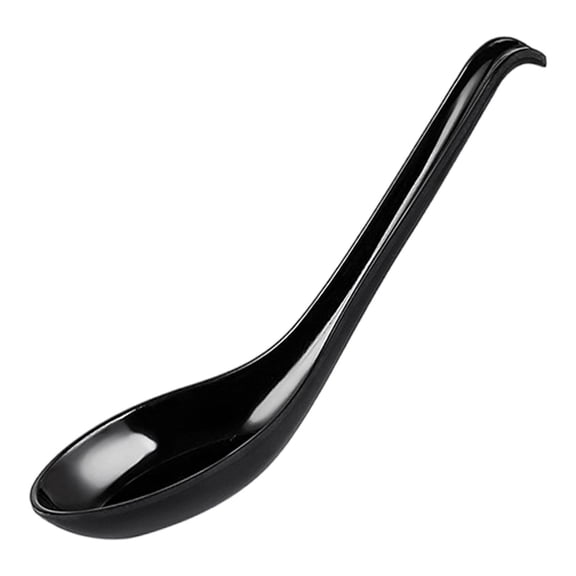 Reusable Soup Spoon,Soup Spoon Set of 1 with Long Handle,Unbreakable Plastic Japanese Spoon for Ramen,Wonton,Dumpling,Rice,Soba,Noodle Soup Spoons,Easy to Hold,6.29x1.65 inch(Black)