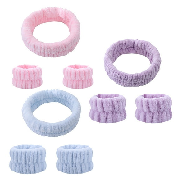Reusable Spa Headband Wrist Washband Face Wash Set for Women Girls Avoid Liquid from Spilling Down Arms - Combination 2