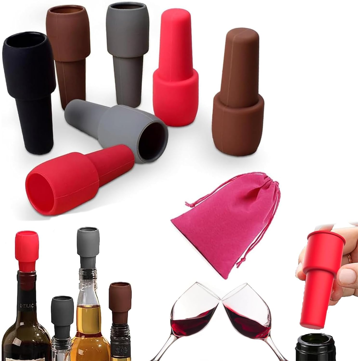 Reusable Sparkling Wine Bottle Stopper 4/8/12PCS Wine Stoppers for
