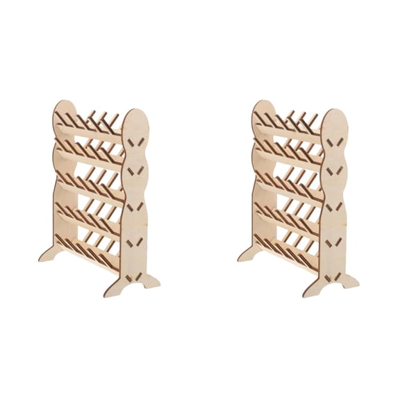 Reusable Spools Wooden Thread Rack, Large Space Bobbin Holder Stand Storage, Thread Holder Organizer with Hanging Hooks, Thread Stand for Embroidery Serger Sewing Thread Storage and Hair Braiding