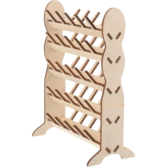 Reusable Spools Wooden Thread Rack, Large Space Bobbin Holder Stand Storage, Thread Holder Organizer with Hanging Hooks, Thread Stand for Embroidery Serger Sewing Thread Storage and Hair Braiding