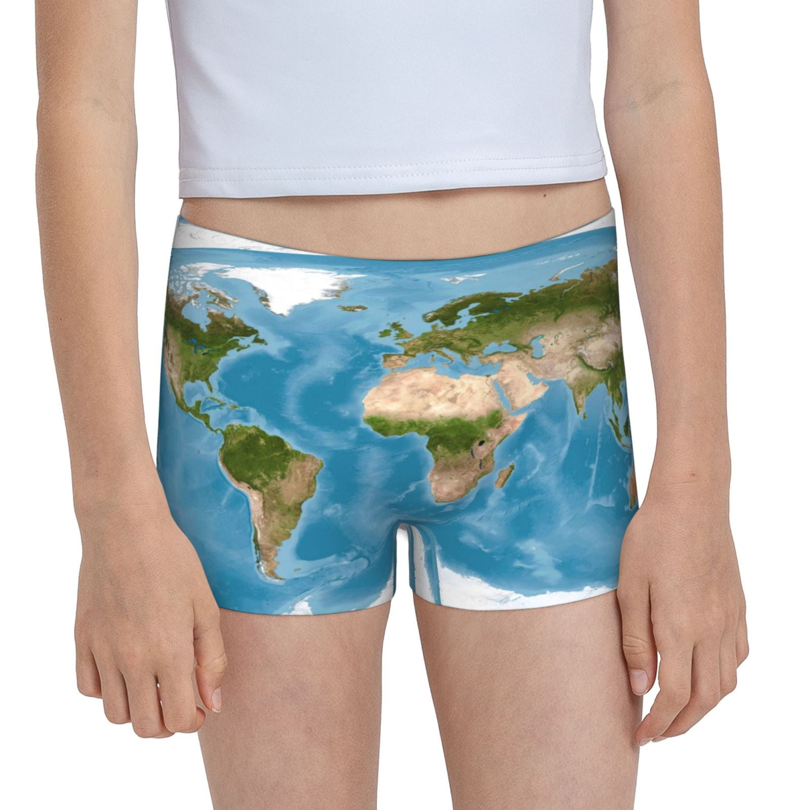 Easygdp Earth View World Map Girls Hipster Cotton Underwear Little