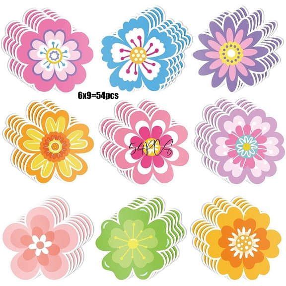 Reusable Spring Flower Cutouts for Bulletin Boards & Double-Sided Paper Decor