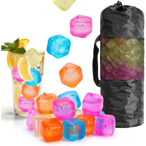Reusable Square Ice Cubes 380 Pack Multicolor Non-Melting BPA Free Refreezable Drink Chilling Cubes