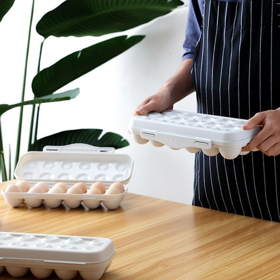 Storage Organizer for Kitchen and Home Stackable Egg Carton with Lid -Grid Fridge Egg Holder Tray for Storage Transport and Easy Organization