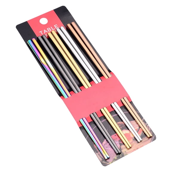 Reusable Stainless Steel Chopsticks 5 Pairs Set, Non-Slip Dishwasher Safe Chop Sticks with Airy Design for Korean Japanese Chinese Dining, Gift Pack for Home or Restaurant Use