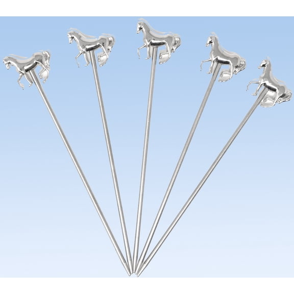Reusable Stainless Steel Cocktail Picks Fruit Food Hamburger Toothpicks Cupcake Toppers Sandwich Appetizer Decorative Skewers Drink Garnish Decoration Sticks (Horse)