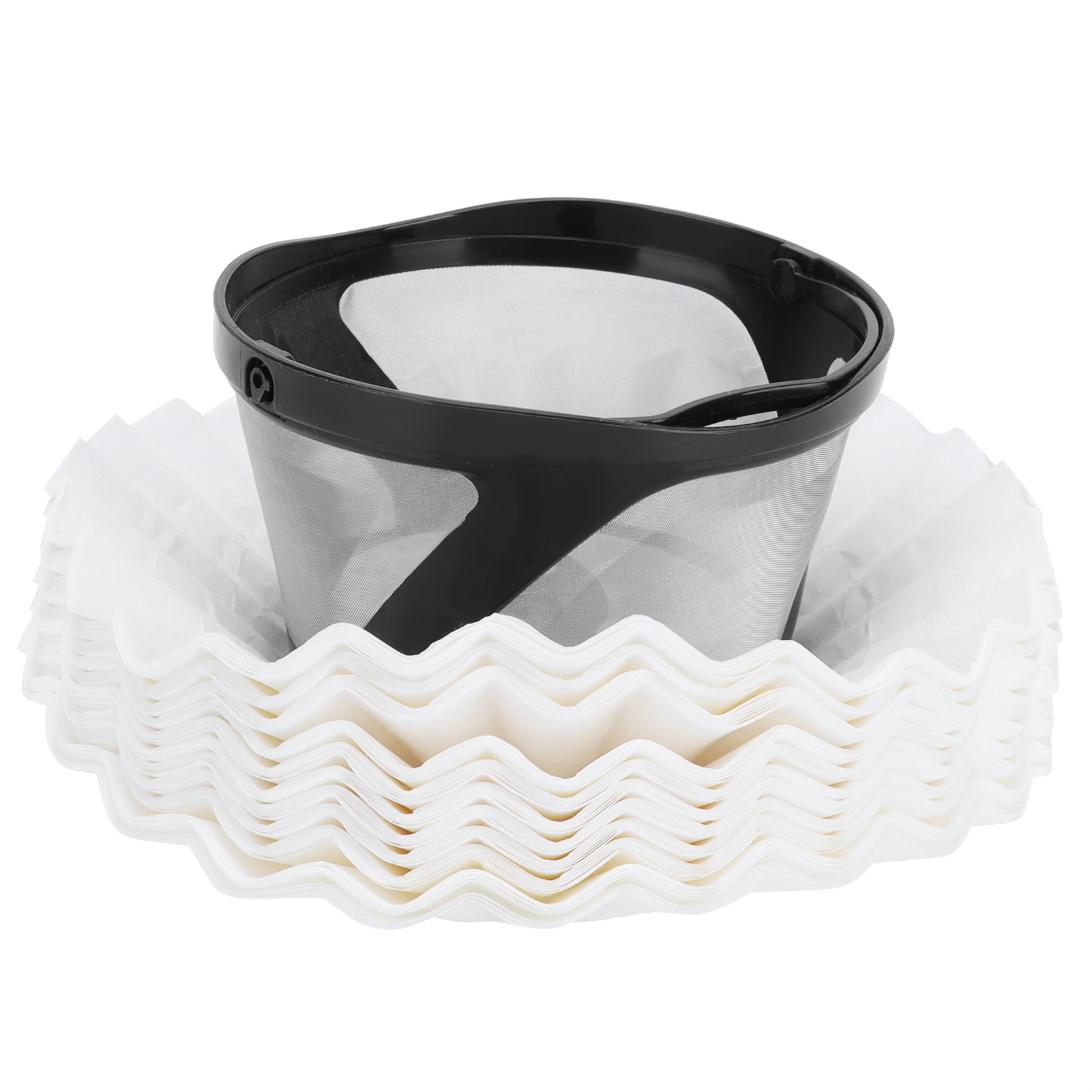 Reusable Stainless Steel Coffee Filter Basket Cup Set, Includes 100 Eco