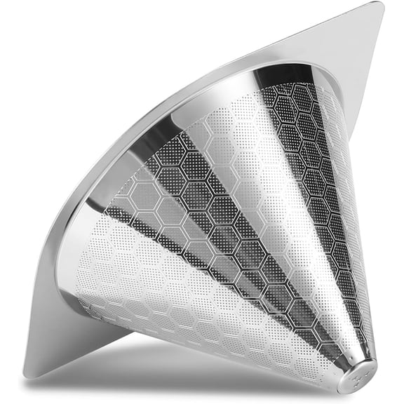 Reusable Stainless Steel Coffee Filter for 6/8/10 Cup, Bodum & V60, Fine Mesh Paperless Pour Over Coffee Dripper