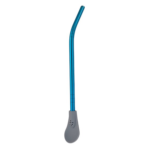 Reusable Stainless Steel Drinking Straws with Filter Spoons Straw, dURABLE Drinking Stirring Removable Silicone Spoon Head Filter Stainless Steel Straws, 1Pc, Availble in Multicolor(Blue,7x0.2")