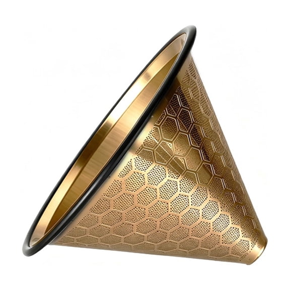 Reusable Stainless Steel Pour Over Coffee Filter Compatible with 6/8/10 Cup, V60 & Coffee Makers, Double Layer Cone Dripper, Paperless Coffee Brewing Filter