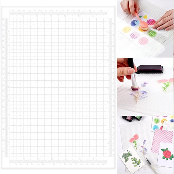 Reusable Stamping Platform Tool Acrylic Stamp Positioner Pad for DIY Card Making Scrapbooking Crafts Clear Acrylic Alignment Stencil Template