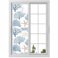 thumbnail image 1 of Reusable Static Cling Window Tints, Light Blue Coral Coastal Window Privacy Film Frosted, Summer Beach Starfish Shell Heat Control Windows Films for Offices, Balcony, 29.5 x 118 Inches, 1 of 9