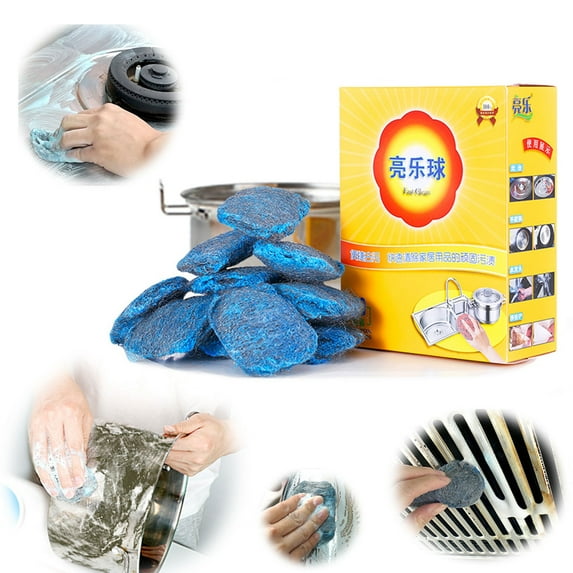 Reusable Steel Wool Soap Pads, 10-pack Pre-soaped Scouring Pads for Pots & Pans, Non-scratch & Rust-resistant for Effortless Cleaning, Ideal for Kitchen, Grill, and Outdoor Use,Vsgery