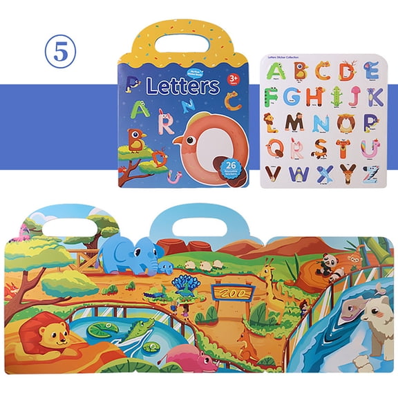 Reusable Sticker Book for Kids, Toddler Activity Learning Toy, Removable Vinyl Stickers for Scenes, Educational DIY Craft, Safe Non-Toxic Play Set for Ages 3+