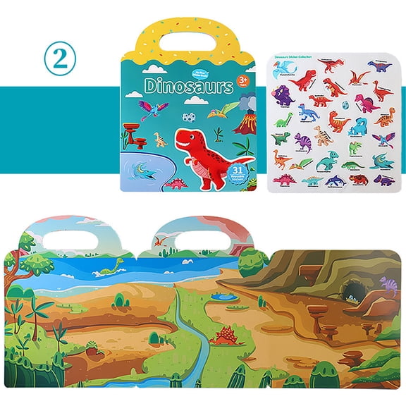 Reusable Sticker Book for Kids, Toddler Activity Learning Toy, Removable Vinyl Stickers for Scenes, Educational DIY Craft, Safe Non-Toxic Play Set for Ages 3+