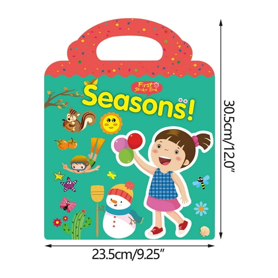 Reusable Sticker Book for Kids, Seasons Animals Stickers Educational Learning Toys Travel Stickers Activity Books for Toddler Girls Boys Age 3+ Birthday Gifts