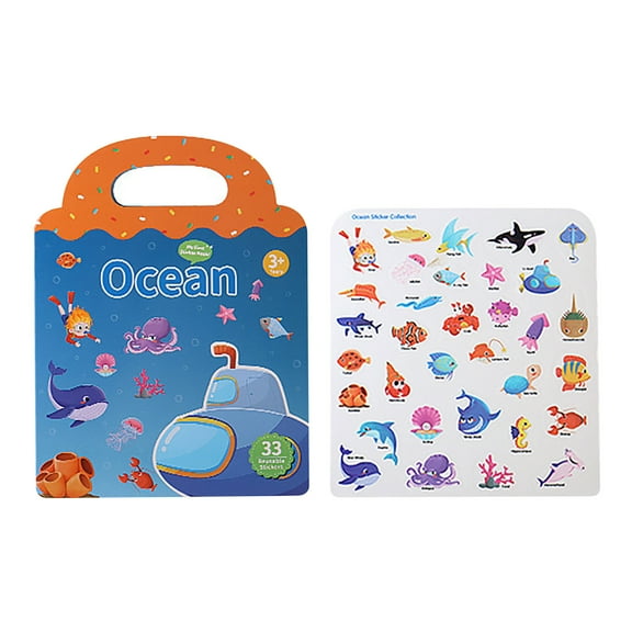 Reusable Sticker Book for Kids, Thicker Sticker Book for Toddlers 2-4 Years, Cute Waterproof Toddler Activity Stickers Book for Teens Girls Boys - Farm, Vehicle and Animals Christmas Gifts