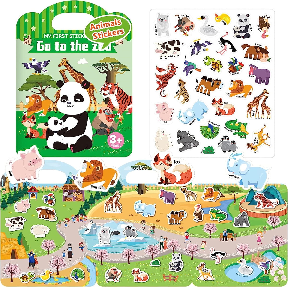 Reusable Sticker Book for Toddlers, Casewin Portable Animal Sticker